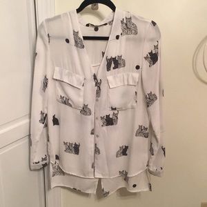 Zara long sleeve cat shirt.